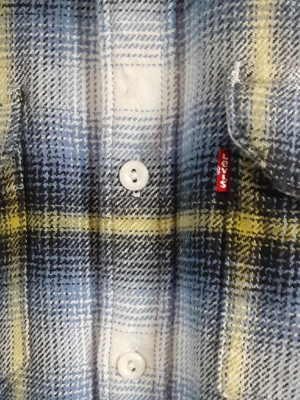 Levi's Jackson Worker Flannel Overshirt Shacket Plaid Blue Yellow Small Flaw